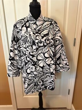 Coldwater Creek Black and White Floral Blazer